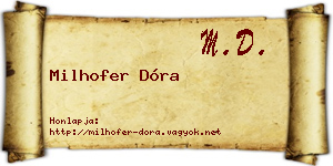 Milhofer Dóra névjegykártya